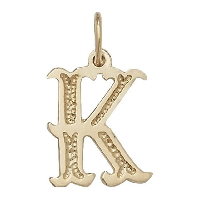 Buy 9ct Gold 14mm Gothic Initial K Pendant by World of Jewellery