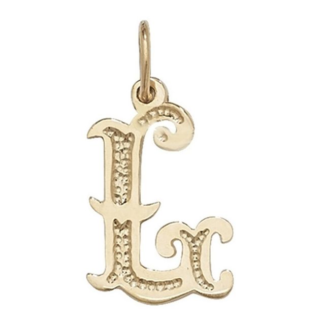 Buy 9ct Gold 14mm Gothic Initial L Pendant by World of Jewellery