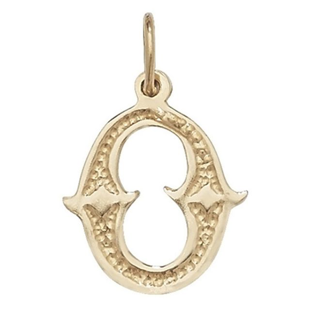 Buy Boys 9ct Gold 14mm Gothic Initial O Pendant by World of Jewellery