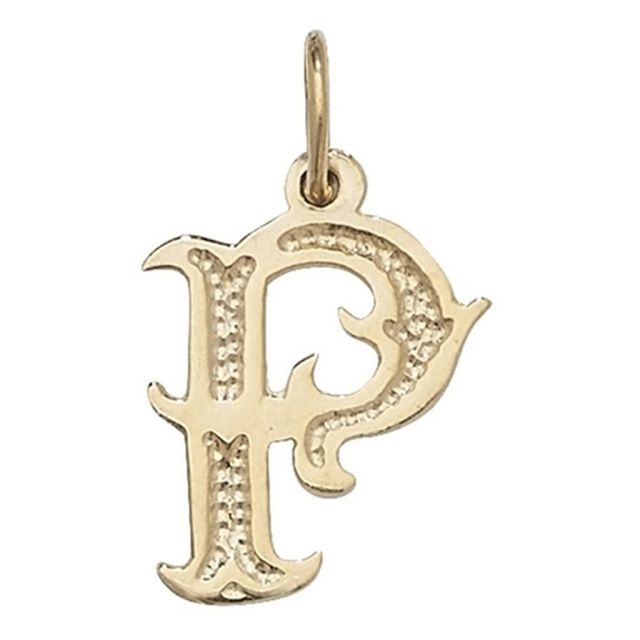 Buy Boys 9ct Gold 14mm Gothic Initial P Pendant by World of Jewellery