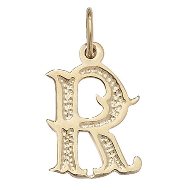 Buy Boys 9ct Gold 14mm Gothic Initial R Pendant by World of Jewellery