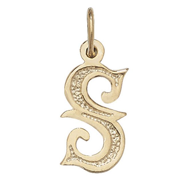 Buy Mens 9ct Gold 14mm Gothic Initial S Pendant by World of Jewellery