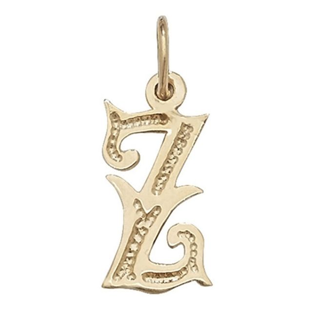 Buy Mens 9ct Gold 14mm Gothic Initial Z Pendant by World of Jewellery