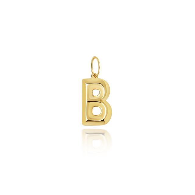 Buy 9ct Gold 14mm Plain Initial B Pendant by World of Jewellery