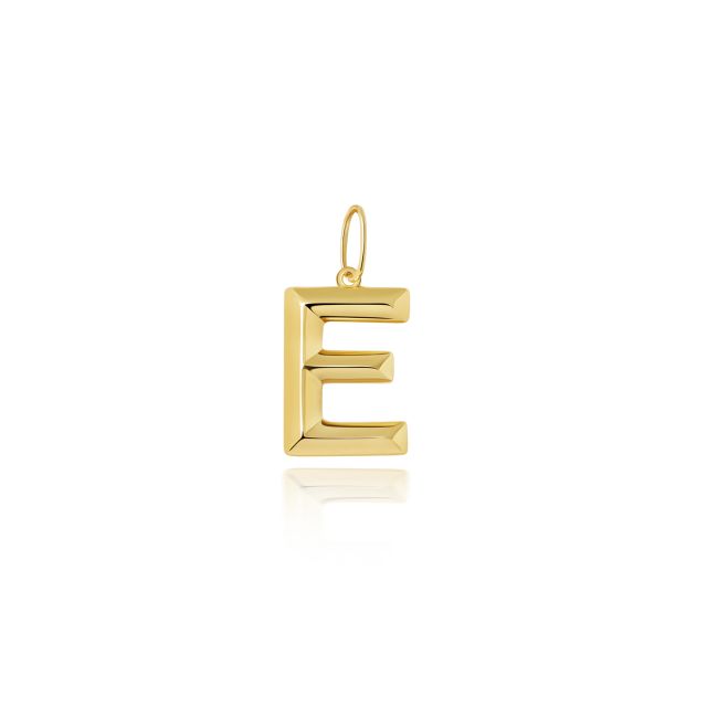 Buy Boys 9ct Gold 14mm Plain Initial E Pendant by World of Jewellery