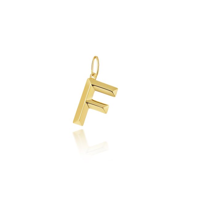 Buy 9ct Gold 14mm Plain Initial F Pendant by World of Jewellery