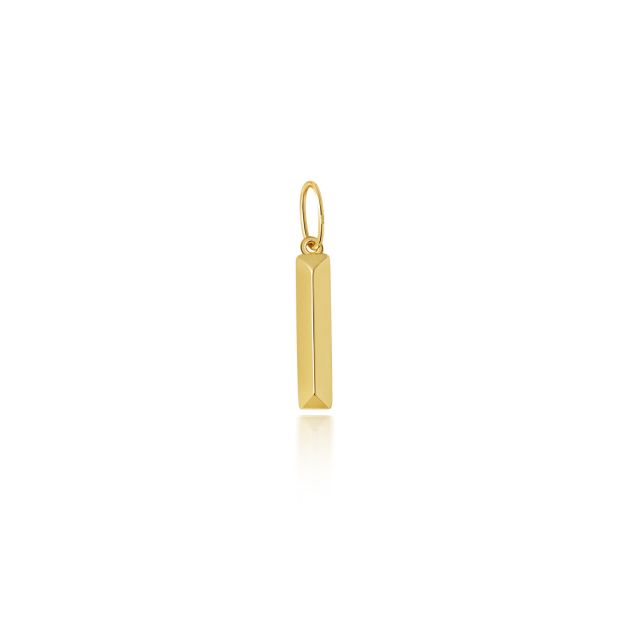 Buy Mens 9ct Gold 14mm Plain Initial I Pendant by World of Jewellery