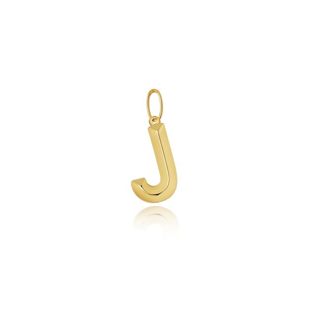 Buy Mens 9ct Gold 14mm Plain Initial J Pendant by World of Jewellery