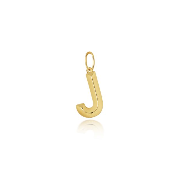 Buy 9ct Gold 14mm Plain Initial J Pendant by World of Jewellery