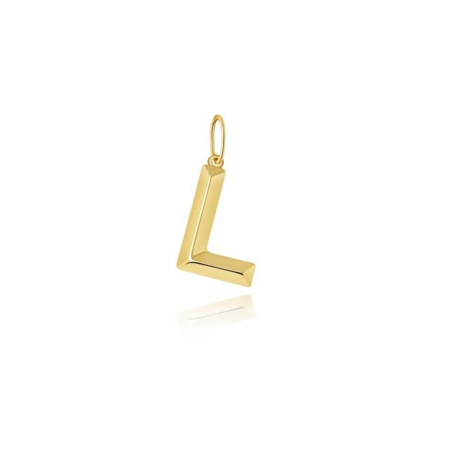 Buy Mens 9ct Gold 14mm Plain Initial L Pendant by World of Jewellery