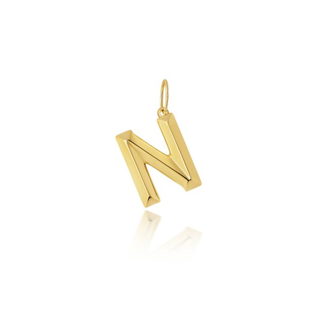 Buy 9ct Gold 14mm Plain Initial N Pendant by World of Jewellery