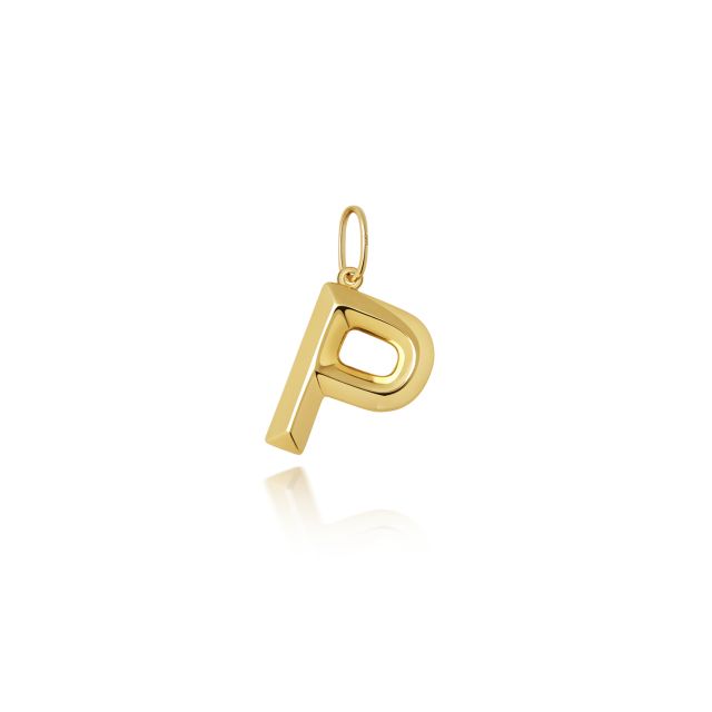 Buy Boys 9ct Gold 14mm Plain Initial P Pendant by World of Jewellery