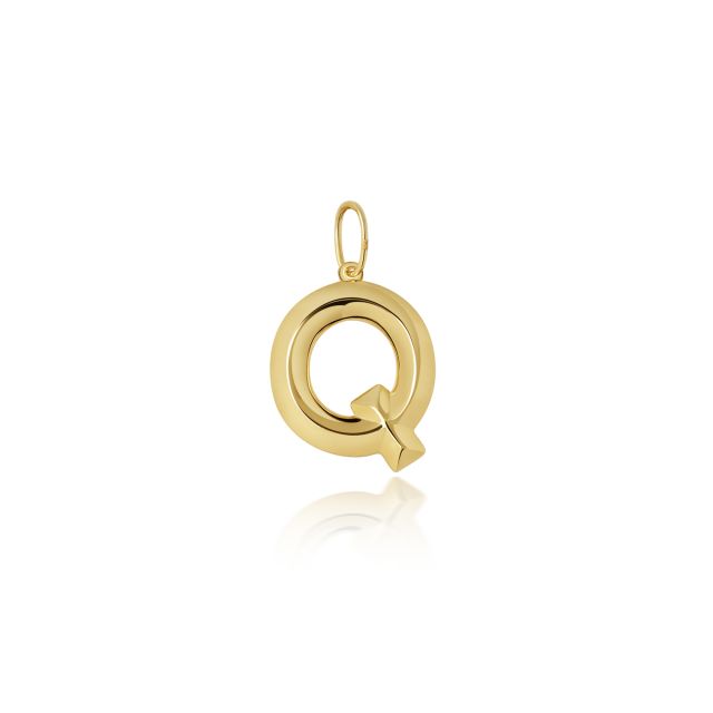 Buy 9ct Gold 14mm Plain Initial Q Pendant by World of Jewellery