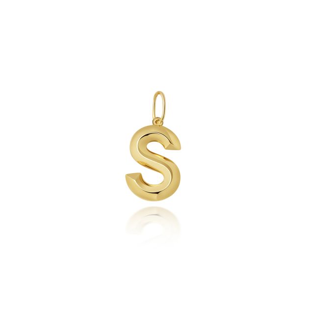 Buy Girls 9ct Gold 14mm Plain Initial S Pendant by World of Jewellery
