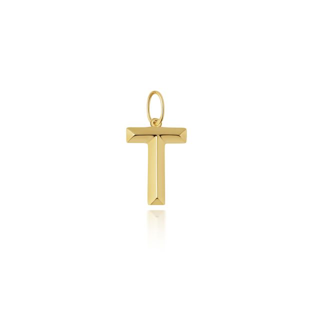 Buy 9ct Gold 14mm Plain Initial T Pendant by World of Jewellery