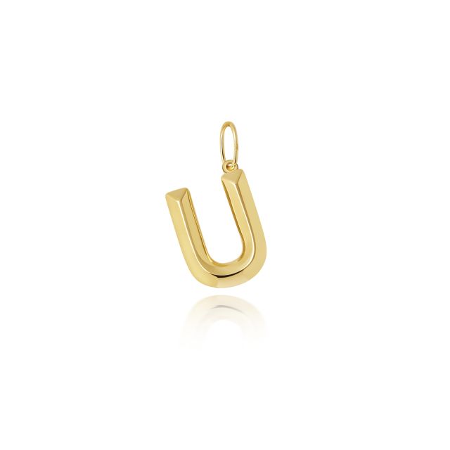 Buy Boys 9ct Gold 14mm Plain Initial U Pendant by World of Jewellery
