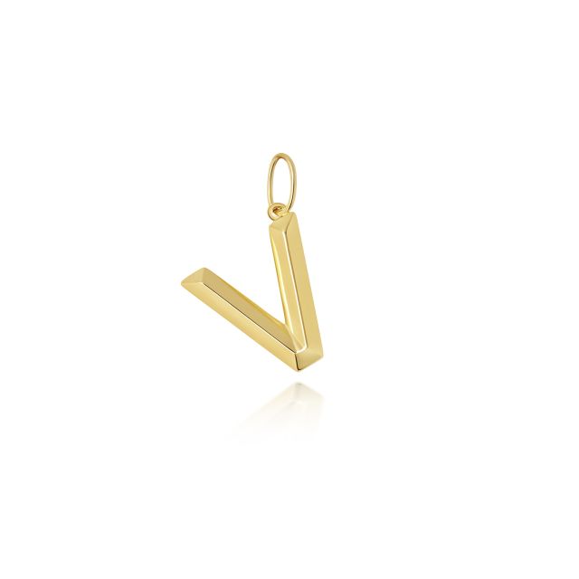 Buy Girls 9ct Gold 14mm Plain Initial V Pendant by World of Jewellery