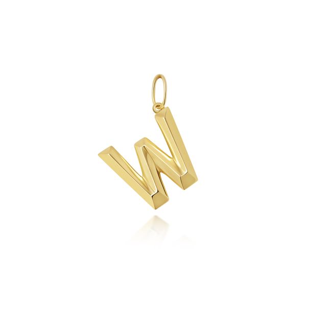 Buy 9ct Gold 14mm Plain Initial W Pendant by World of Jewellery