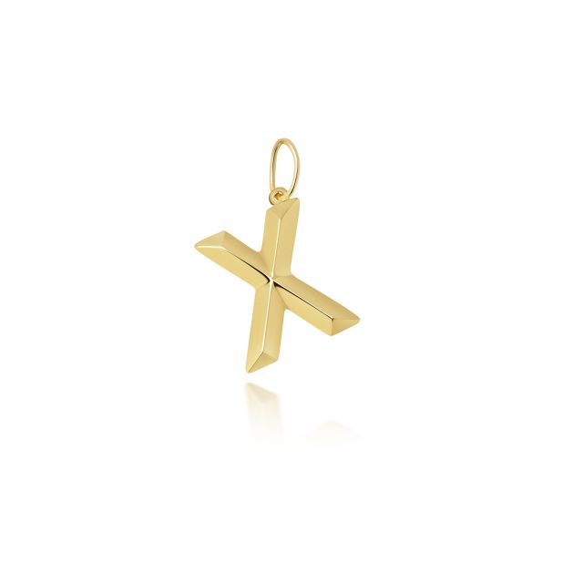 Buy Girls 9ct Gold 14mm Plain Initial X Pendant by World of Jewellery