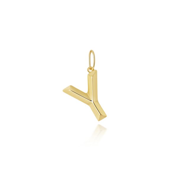 Buy 9ct Gold 14mm Plain Initial Y Pendant by World of Jewellery