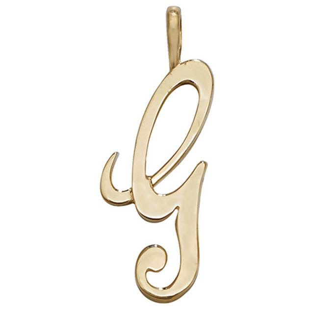 Buy Boys 9ct Gold 21mm Plain Polished Script Initial G Pendant by World of Jewellery