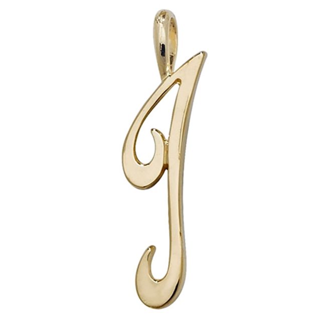 Buy Boys 9ct Gold 21mm Plain Polished Script Initial I Pendant by World of Jewellery