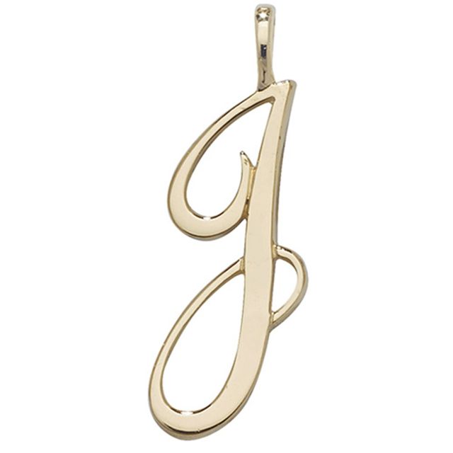 Buy Girls 9ct Gold 21mm Plain Polished Script Initial J Pendant by World of Jewellery