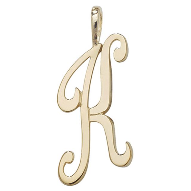 Buy Boys 9ct Gold 21mm Plain Polished Script Initial K Pendant by World of Jewellery