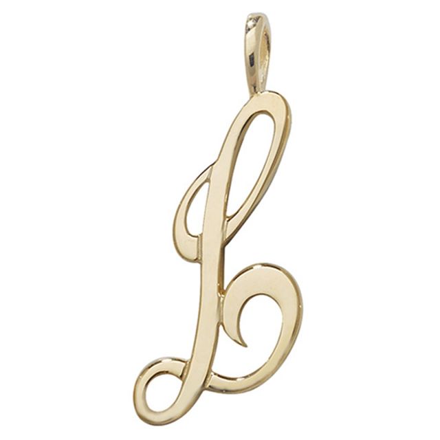 Buy Boys 9ct Gold 21mm Plain Polished Script Initial L Pendant by World of Jewellery