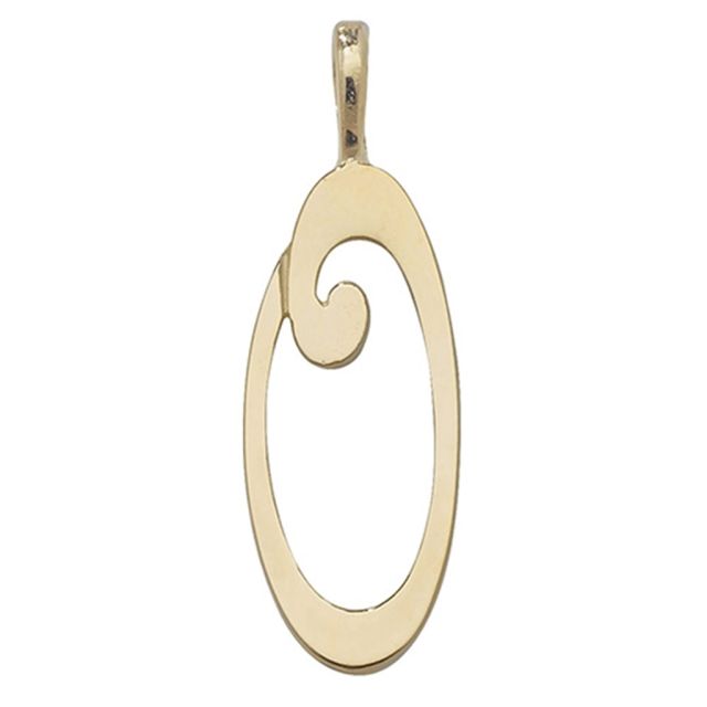 Buy Girls 9ct Gold 21mm Plain Polished Script Initial O Pendant by World of Jewellery