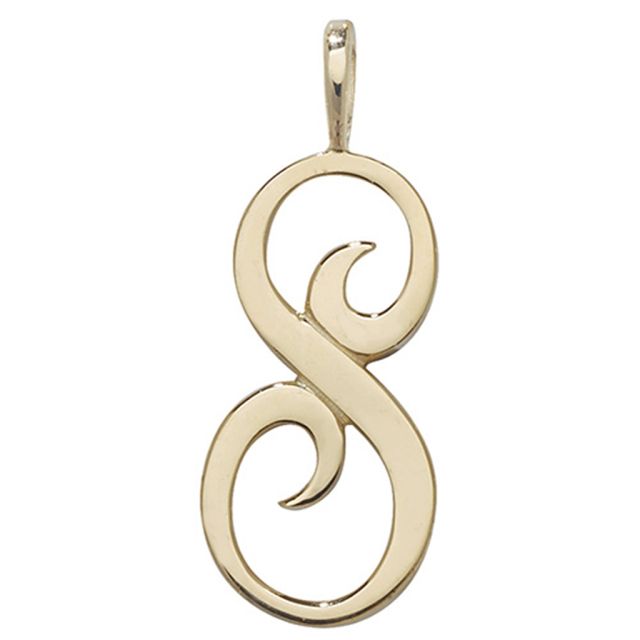 Buy Boys 9ct Gold 21mm Plain Polished Script Initial S Pendant by World of Jewellery