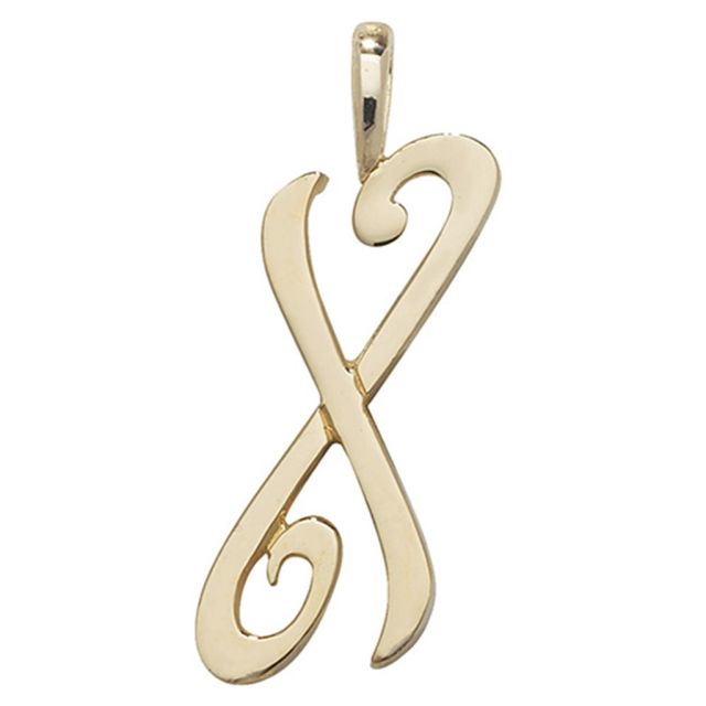 Buy Boys 9ct Gold 21mm Plain Polished Script Initial X Pendant by World of Jewellery