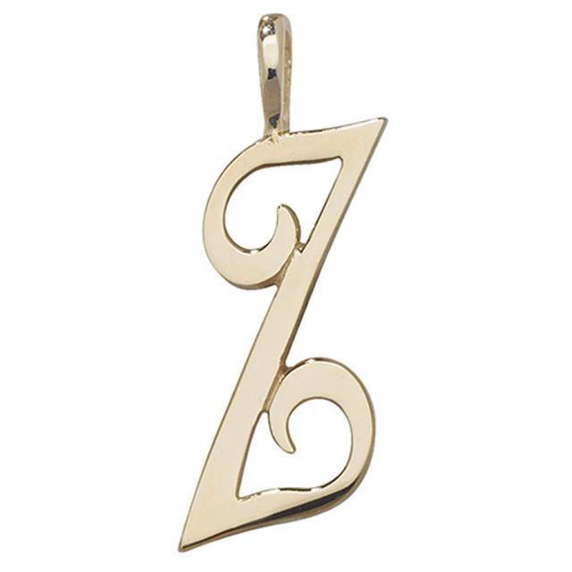 Buy Boys 9ct Gold 21mm Plain Polished Script Initial Z Pendant by World of Jewellery