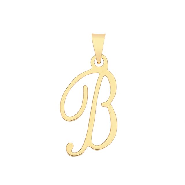 Buy Boys 9ct Gold 19mm Plain Script Initial B Pendant by World of Jewellery