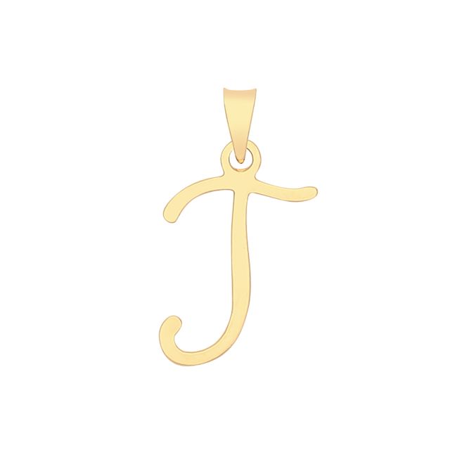 Buy 9ct Gold 19mm Plain Script Initial J Pendant by World of Jewellery