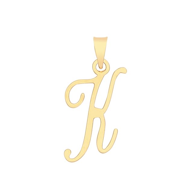 Buy Mens 9ct Gold 19mm Plain Script Initial K Pendant by World of Jewellery