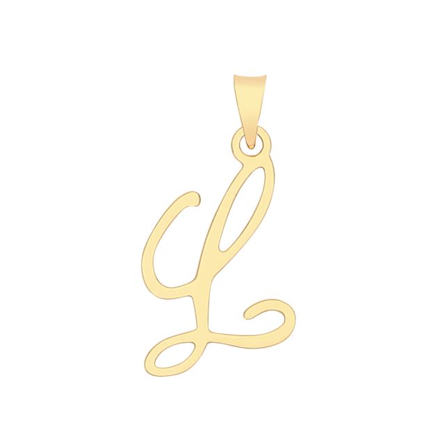 Buy 9ct Gold 19mm Plain Script Initial L Pendant by World of Jewellery