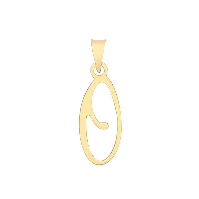 Buy Boys 9ct Gold 19mm Plain Script Initial O Pendant by World of Jewellery