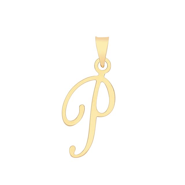 Buy Boys 9ct Gold 19mm Plain Script Initial P Pendant by World of Jewellery
