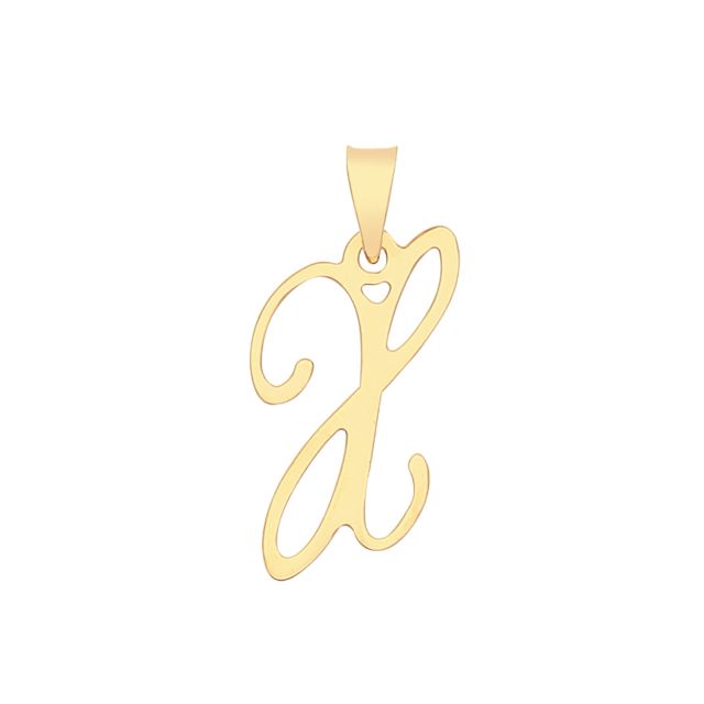 Buy Mens 9ct Gold 19mm Plain Script Initial X Pendant by World of Jewellery