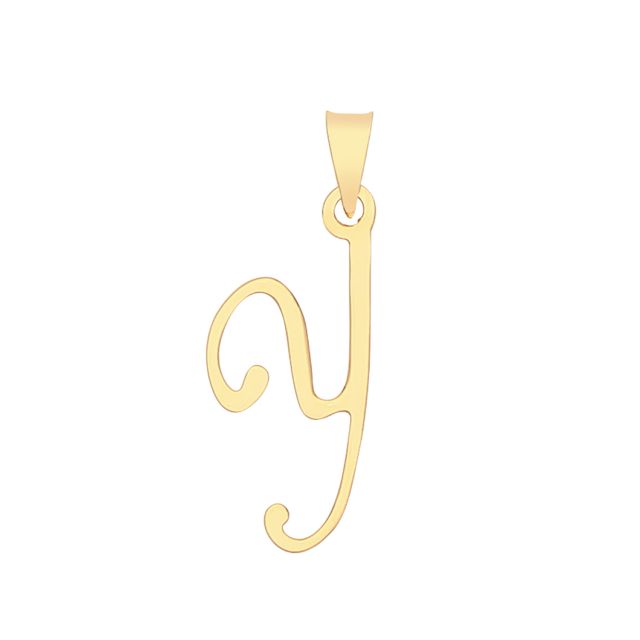 Buy 9ct Gold 19mm Plain Script Initial Y Pendant by World of Jewellery
