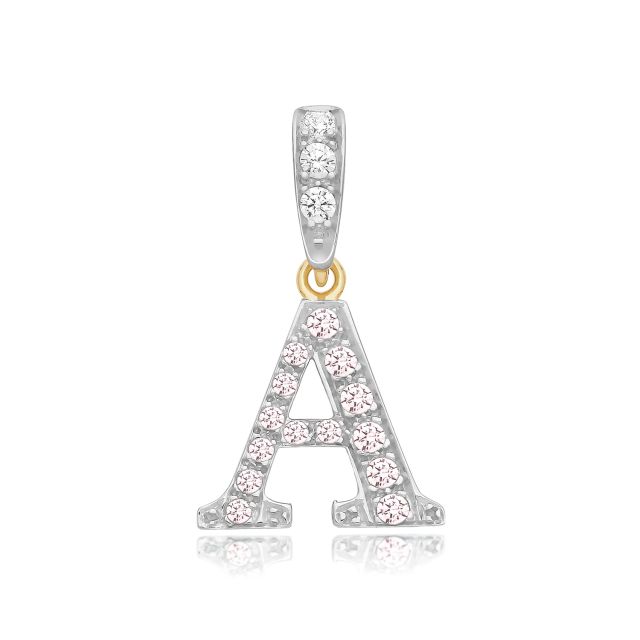 Buy 9ct Gold 18mm Cubic Zirconia Initial A Pendant by World of Jewellery