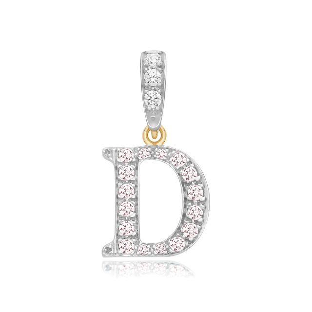 Buy 9ct Gold 18mm Cubic Zirconia Initial D Pendant by World of Jewellery