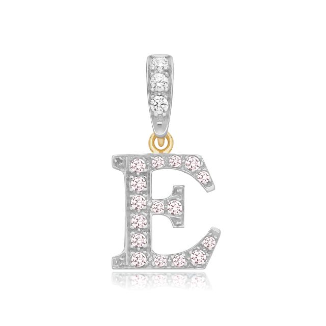 Buy 9ct Gold 18mm Cubic Zirconia Initial E Pendant by World of Jewellery