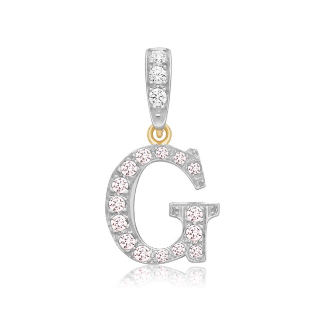 Buy 9ct Gold 18mm Cubic Zirconia Initial G Pendant by World of Jewellery