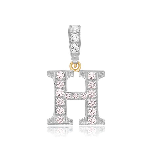 Buy 9ct Gold 18mm Cubic Zirconia Initial H Pendant by World of Jewellery