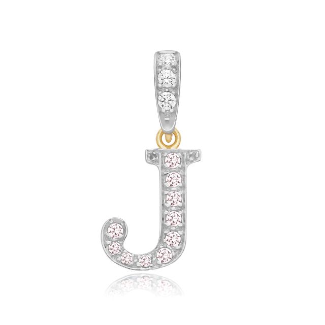 Buy Girls 9ct Gold 18mm Cubic Zirconia Initial J Pendant by World of Jewellery