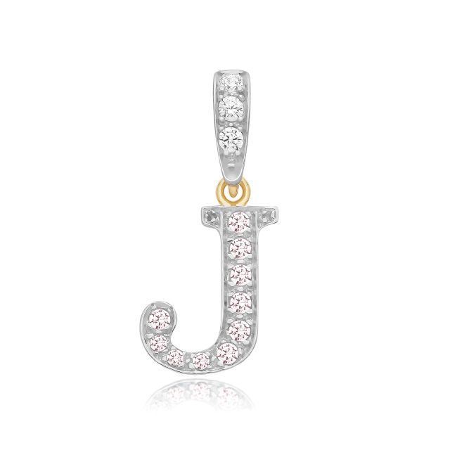 Buy 9ct Gold 18mm Cubic Zirconia Initial J Pendant by World of Jewellery