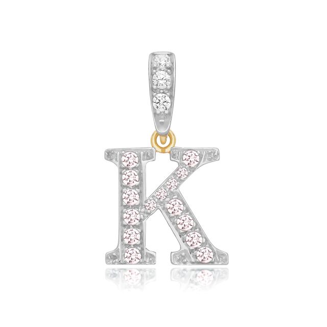 Buy Boys 9ct Gold 18mm Cubic Zirconia Initial K Pendant by World of Jewellery