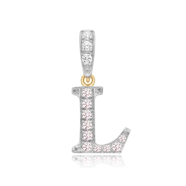 Buy 9ct Gold 18mm Cubic Zirconia Initial L Pendant by World of Jewellery